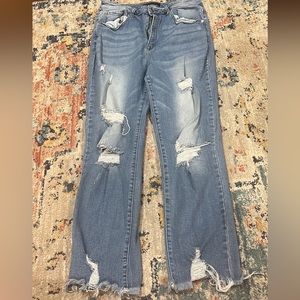 High Waist Risen wide straight jeans